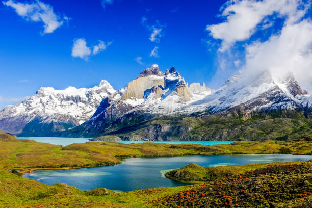 A hiker on a mountain trail in the Andes